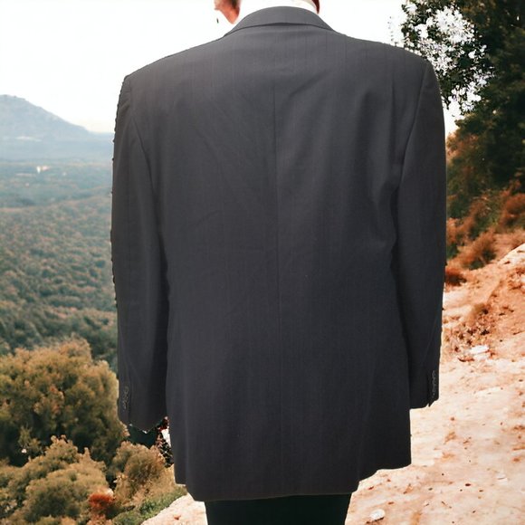 Ermenegildo Zegna Men's 42R Solid Black 100% Wool Blazer Sport Coat & Tie 10673 - Picture 4 of 8